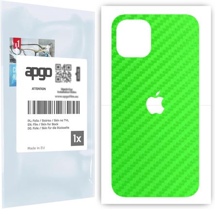 Folia naklejka skórka strukturalna na TYŁ do Apple iPhone 12 -  Carbon Zielony - apgo SKINS