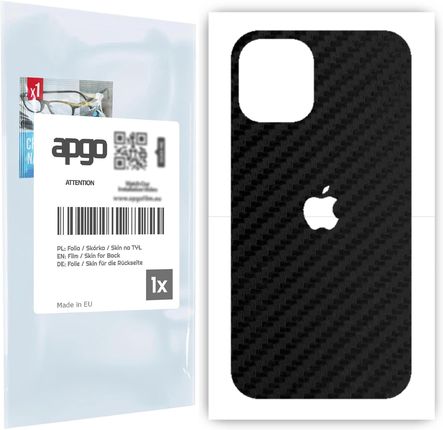 Folia naklejka skórka strukturalna na TYŁ do Apple iPhone 12 mini -  Carbon Czarny - apgo SKINS