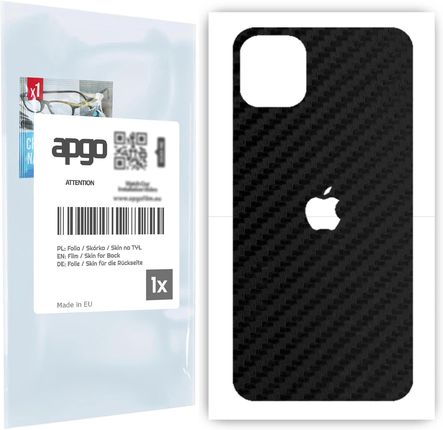 Folia naklejka skórka strukturalna na TYŁ do Apple iPhone 11 Pro Max -  Carbon Czarny - apgo SKINS