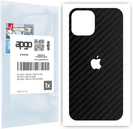 Folia naklejka skórka strukturalna na TYŁ do Apple iPhone 12 Pro Max -  Carbon Czarny - apgo SKINS