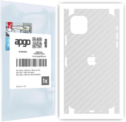 Folia naklejka skórka strukturalna na TYŁ+BOKI do Apple iPhone 11 Pro Max -  Carbon Przezroczysty - apgo SKINS