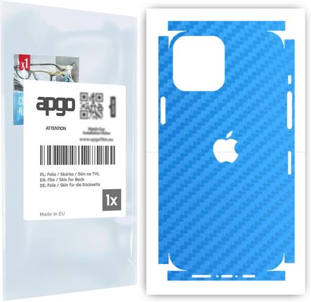 Folia naklejka skórka strukturalna na TYŁ+BOKI do Apple iPhone 12 Pro Max -  Carbon Niebieski - apgo SKINS