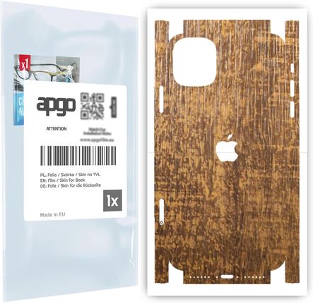 Folia naklejka skórka strukturalna na TYŁ+BOKI do Apple iPhone 11 -  Drewno Dąb Stary - apgo SKINS