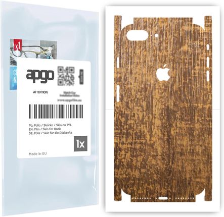 Folia naklejka skórka strukturalna na TYŁ+BOKI do Apple iPhone 8 Plus -  Drewno Dąb Stary - apgo SKINS