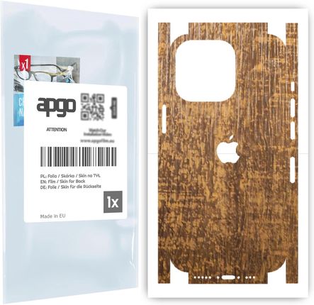 Folia naklejka skórka strukturalna na TYŁ+BOKI do Apple iPhone 13 Pro -  Drewno Dąb Stary - apgo SKINS