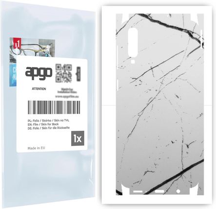 Folia naklejka skórka strukturalna na TYŁ+BOKI do Samsung Galaxy A50 -  Marmur Biały - apgo SKINS
