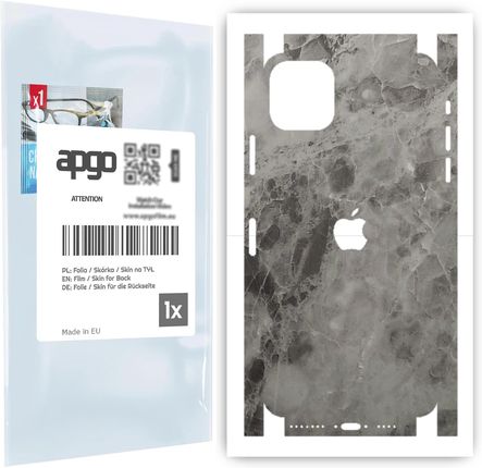 Folia naklejka skórka strukturalna na TYŁ+BOKI do Apple iPhone 11 Pro Max -  Marmur Czarny - apgo SKINS