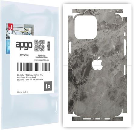Folia naklejka skórka strukturalna na TYŁ+BOKI do Apple iPhone 12 Pro Max -  Marmur Czarny - apgo SKINS