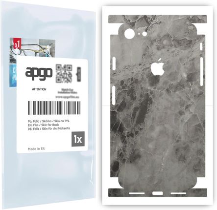 Folia naklejka skórka strukturalna na TYŁ+BOKI do Apple iPhone 8 -  Marmur Czarny - apgo SKINS