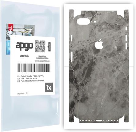 Folia naklejka skórka strukturalna na TYŁ+BOKI do Apple iPhone 8 Plus -  Marmur Czarny - apgo SKINS