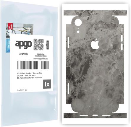 Folia naklejka skórka strukturalna na TYŁ+BOKI do Apple iPhone XR -  Marmur Czarny - apgo SKINS