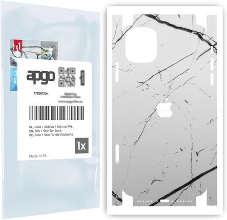 Folia naklejka skórka strukturalna na TYŁ+BOKI do Apple iPhone 11 -  Marmur Biały - apgo SKINS