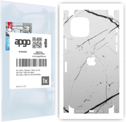 Folia naklejka skórka strukturalna na TYŁ+BOKI do Apple iPhone 11 Pro -  Marmur Biały - apgo SKINS