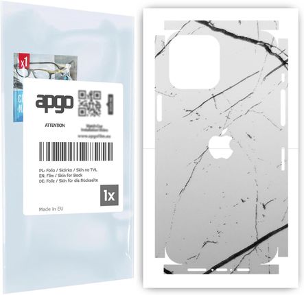Folia naklejka skórka strukturalna na TYŁ+BOKI do Apple iPhone 12 Pro Max -  Marmur Biały - apgo SKINS