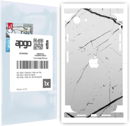 Folia naklejka skórka strukturalna na TYŁ+BOKI do Apple iPhone SE (2020) -  Marmur Biały - apgo SKINS