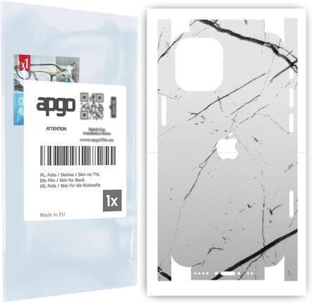 Folia naklejka skórka strukturalna na TYŁ+BOKI do Apple iPhone 12 mini -  Marmur Biały - apgo SKINS