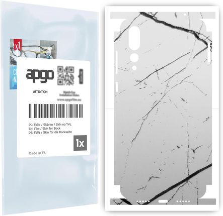 Folia naklejka skórka strukturalna na TYŁ+BOKI do Huawei P20 Pro -  Marmur Biały - apgo SKINS