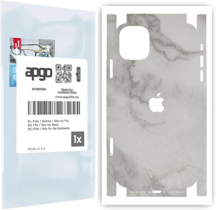Folia naklejka skórka strukturalna na TYŁ+BOKI do Apple iPhone 11 -  Marmur Szary - apgo SKINS