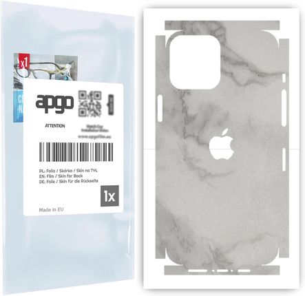 Folia naklejka skórka strukturalna na TYŁ+BOKI do Apple iPhone 12 Pro Max -  Marmur Szary - apgo SKINS