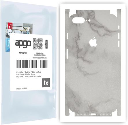 Folia naklejka skórka strukturalna na TYŁ+BOKI do Apple iPhone 8 Plus -  Marmur Szary - apgo SKINS