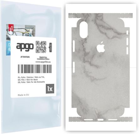 Folia naklejka skórka strukturalna na TYŁ+BOKI do Apple iPhone X -  Marmur Szary - apgo SKINS