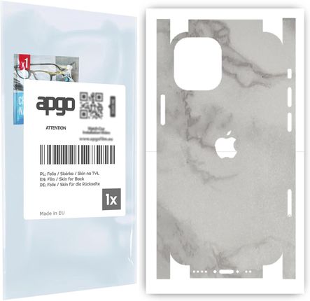 Folia naklejka skórka strukturalna na TYŁ+BOKI do Apple iPhone 12 mini -  Marmur Szary - apgo SKINS