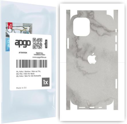 Folia naklejka skórka strukturalna na TYŁ+BOKI do Apple iPhone 12 -  Marmur Szary - apgo SKINS