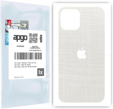 Folia naklejka skórka strukturalna na TYŁ do Apple iPhone 12 Pro -  Tkanina Biała - apgo SKINS