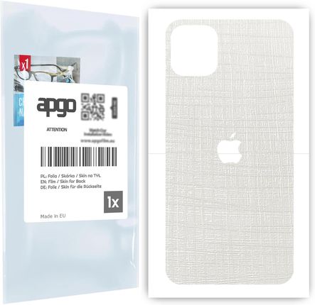 Folia naklejka skórka strukturalna na TYŁ do Apple iPhone 11 Pro Max -  Tkanina Biała - apgo SKINS