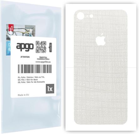 Folia naklejka skórka strukturalna na TYŁ do Apple iPhone 7 -  Tkanina Biała - apgo SKINS