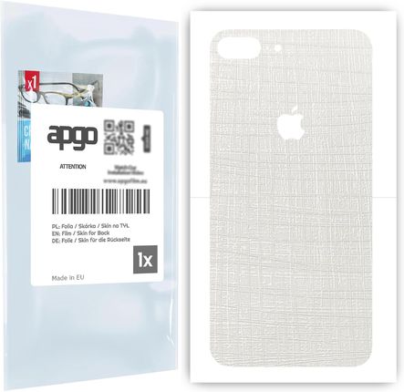 Folia naklejka skórka strukturalna na TYŁ do Apple iPhone 8 Plus -  Tkanina Biała - apgo SKINS