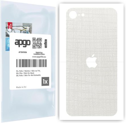Folia naklejka skórka strukturalna na TYŁ do Apple iPhone SE (2020) -  Tkanina Biała - apgo SKINS
