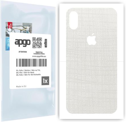Folia naklejka skórka strukturalna na TYŁ do Apple iPhone XS -  Tkanina Biała - apgo SKINS