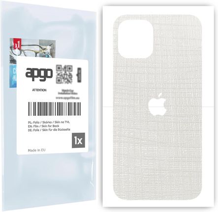 Folia naklejka skórka strukturalna na TYŁ do Apple iPhone 12 -  Tkanina Biała - apgo SKINS