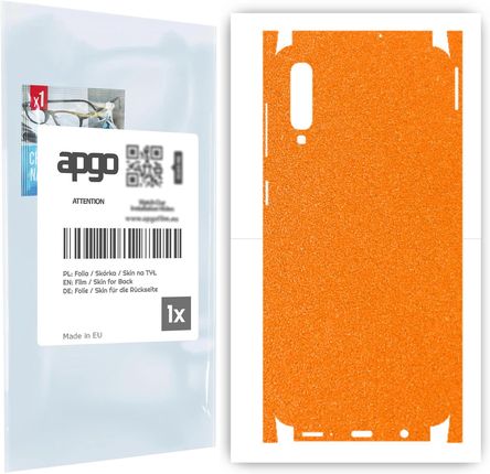 Folia naklejka skórka strukturalna na TYŁ+BOKI do Samsung Galaxy A50 -  Pomarańczowy Pastel Matowy Chropowaty Baranek - apgo SKINS