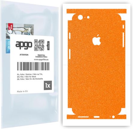 Folia naklejka skórka strukturalna na TYŁ+BOKI do Apple iPhone 6 Plus -  Pomarańczowy Pastel Matowy Chropowaty Baranek - apgo SKINS