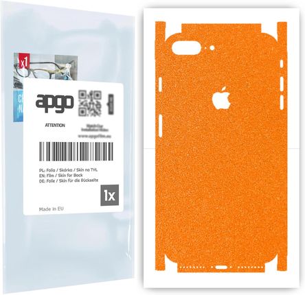 Folia naklejka skórka strukturalna na TYŁ+BOKI do Apple iPhone 7 Plus -  Pomarańczowy Pastel Matowy Chropowaty Baranek - apgo SKINS