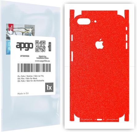 Folia naklejka skórka strukturalna na TYŁ+BOKI do Apple iPhone 7 Plus -  Czerwony Pastel Matowy Chropowaty Baranek - apgo SKINS