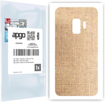 Folia naklejka skórka strukturalna na TYŁ do Samsung Galaxy S9 -  Tkanina Denim Beżowy - apgo SKINS