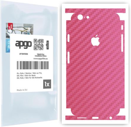 Folia naklejka skórka strukturalna na TYŁ+BOKI do Apple iPhone 6 -  Carbon Różowy - apgo SKINS