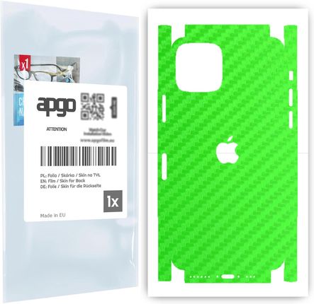 Folia naklejka skórka strukturalna na TYŁ+BOKI do Apple iPhone 11 Pro -  Carbon Zielony - apgo SKINS