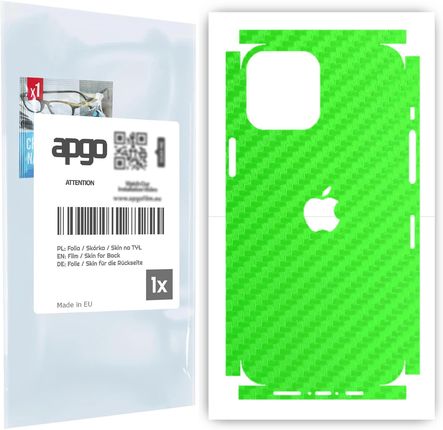 Folia naklejka skórka strukturalna na TYŁ+BOKI do Apple iPhone 12 Pro Max -  Carbon Zielony - apgo SKINS