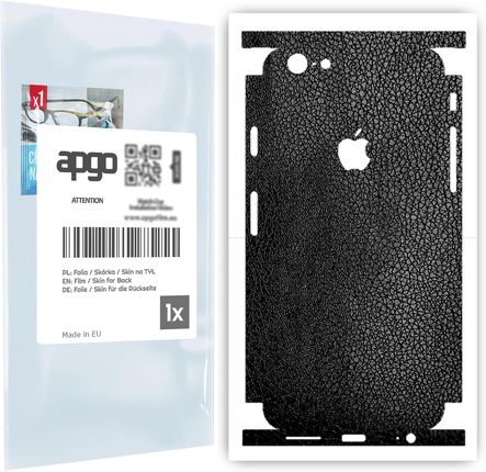 Folia naklejka skórka strukturalna na TYŁ+BOKI do Apple iPhone 6 -  Skóra Czarna - apgo SKINS