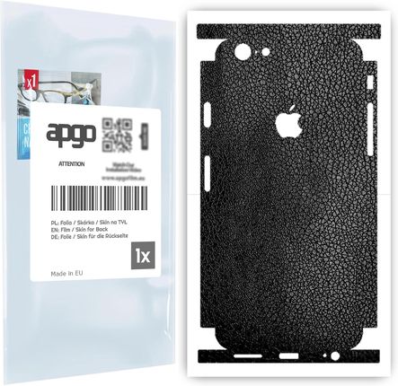 Folia naklejka skórka strukturalna na TYŁ+BOKI do Apple iPhone 6s -  Skóra Czarna - apgo SKINS