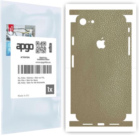Folia naklejka skórka strukturalna na TYŁ+BOKI do Apple iPhone 8 -  Skóra Beżowa - apgo SKINS
