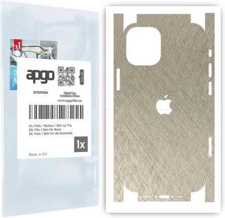 Folia naklejka skórka strukturalna na TYŁ+BOKI do Apple iPhone 12 mini -  Tytan Srebrny - apgo SKINS
