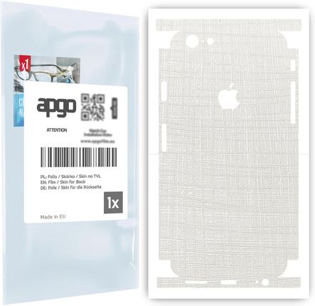 Folia naklejka skórka strukturalna na TYŁ+BOKI do Apple iPhone 6s -  Tkanina Biała - apgo SKINS
