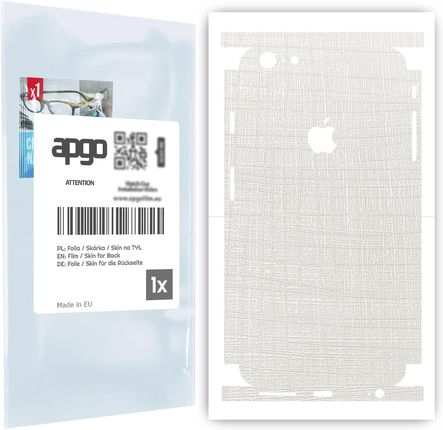 Folia naklejka skórka strukturalna na TYŁ+BOKI do Apple iPhone 6s Plus -  Tkanina Biała - apgo SKINS