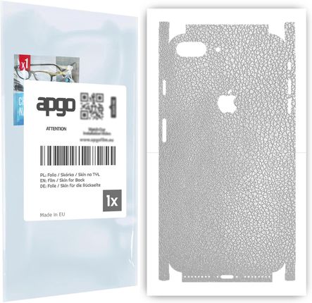 Folia naklejka skórka strukturalna na TYŁ+BOKI do Apple iPhone 8 Plus -  Skóra Srebrna - apgo SKINS