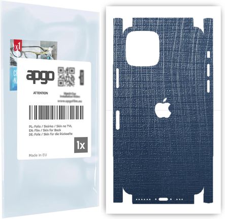 Folia naklejka skórka strukturalna na TYŁ+BOKI do Apple iPhone 11 Pro -  Tkanina Granatowa - apgo SKINS